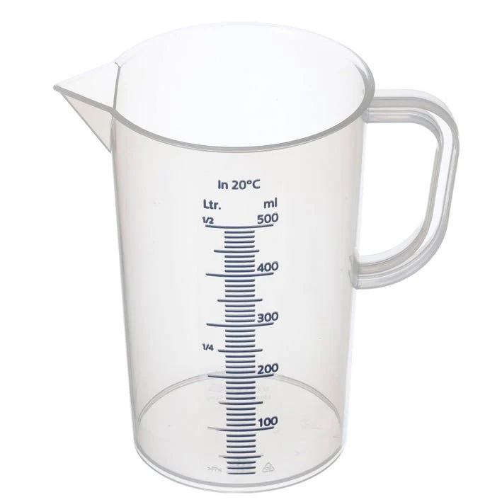 Coppa di misurazione, 0,5L, tazza di misurazione in plastica, 0,5 litri di capacità | Pacchetto (1 pezzo)