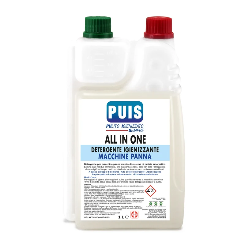 Detergente Igienizzante Macchine Panna 1L, Puis All in One