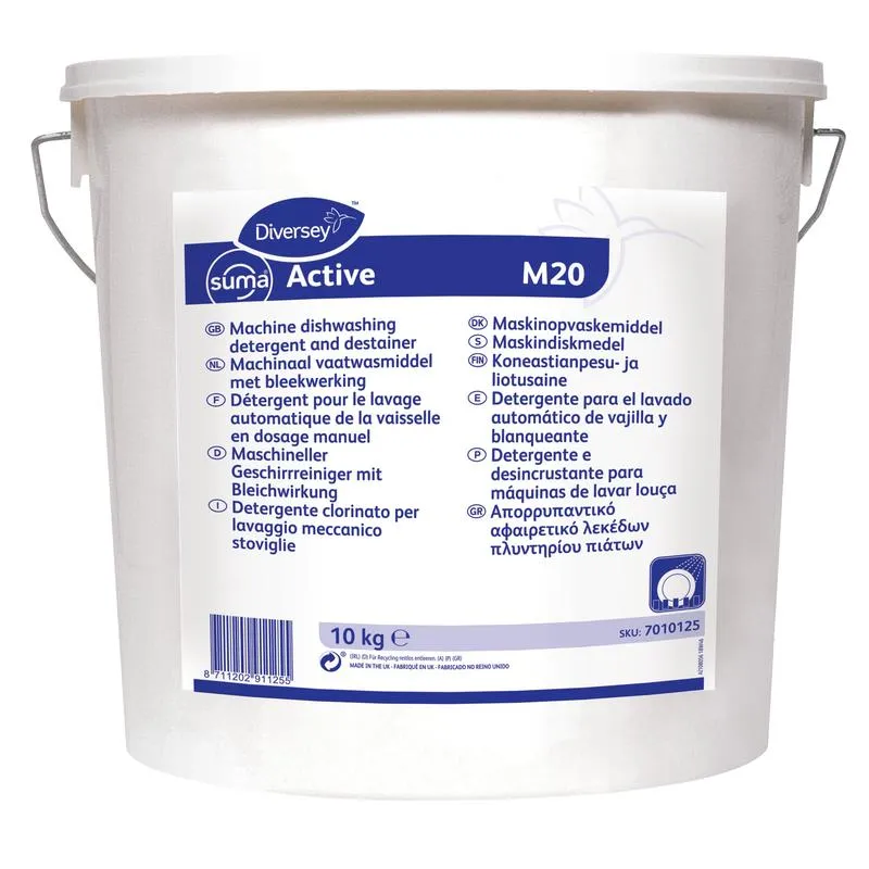 SUMA Active M20, detergente per lavastoviglie extra-forte con effetto sbiancante | Secchio (10 kg)