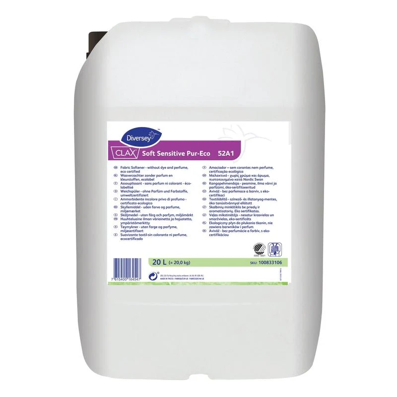 Clax Soft Sensitive PUR-ECO, ammorbidente in tessuto senza profumo e colorante, certificato per l'ambiente | Contenitore (20 L)