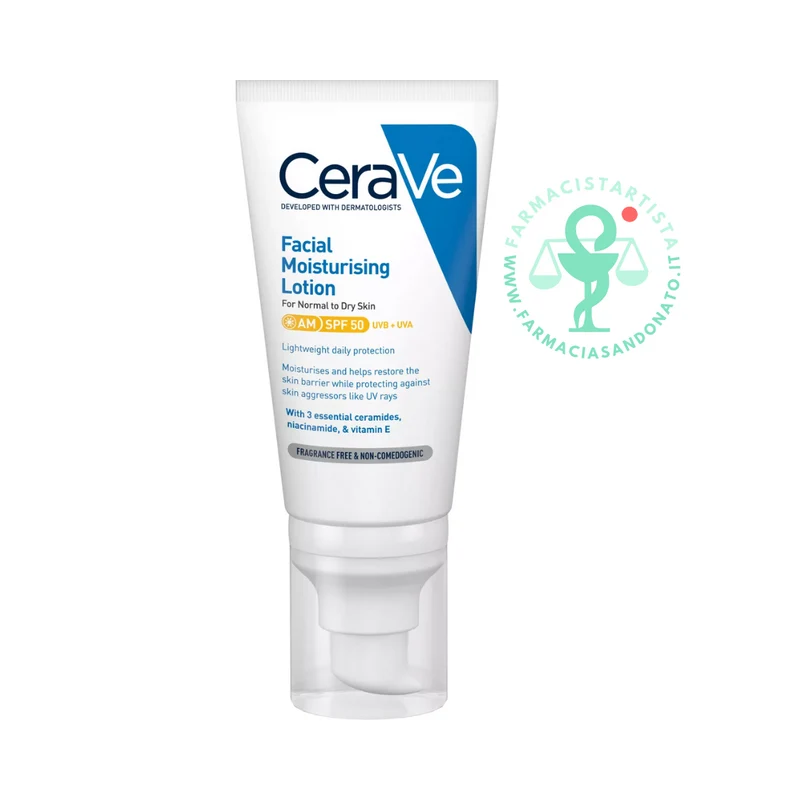 CeraVe Crema Viso Idratante SPF50 24h Con Acido Ialuronico 52 ml
