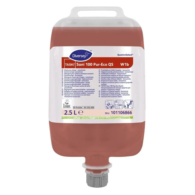 Taski sani 100 pur-eco, pulitore sanitario neutro pH, ideale per la pulizia di marveal, certificazione ambientale dell'UE