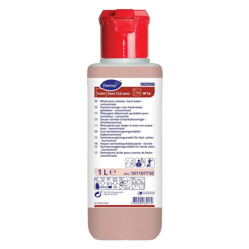Taski sani cid, detergente per manutenzione sanitaria a base di acido citrico, ad alto concentrato
