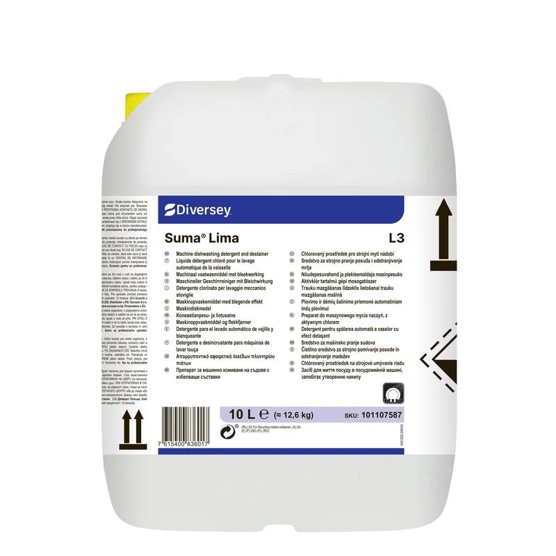 Diversey Suma Lima L3, detergente per la lavastoviglie con candeggina, per medio e acqua dura