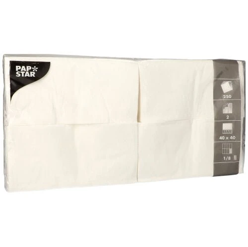 PAPSTAR Tovaglioli 1/8 piega, 40x40 cm, bianco, 2 strati | Pellicola (250 pezzi)