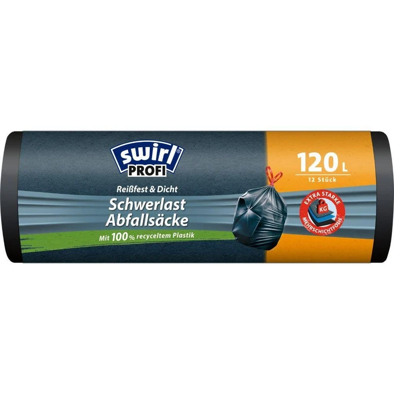 Swirl Sacchi per impieghi pesanti con nastro da treno 120 L lacrabocchi e stretto | Ruolo (12 borse)