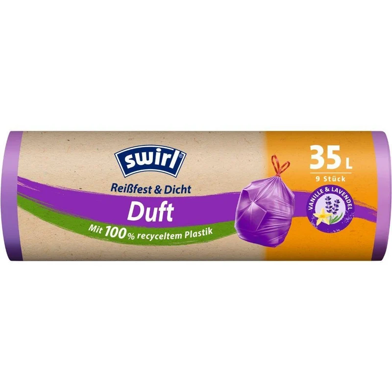 Swirl Sacca per rifiuti di fragranze vaniglia lavanda 35 l lacrabocchi e stretta | Ruolo (9 borse)