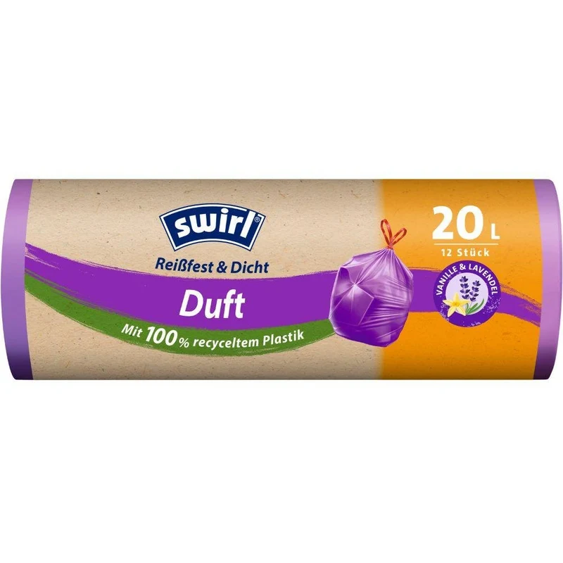 Swirl Sacca per rifiuti di fragranze vaniglia lavanda 20 l lacrima e stretta | Ruolo (12 borse)