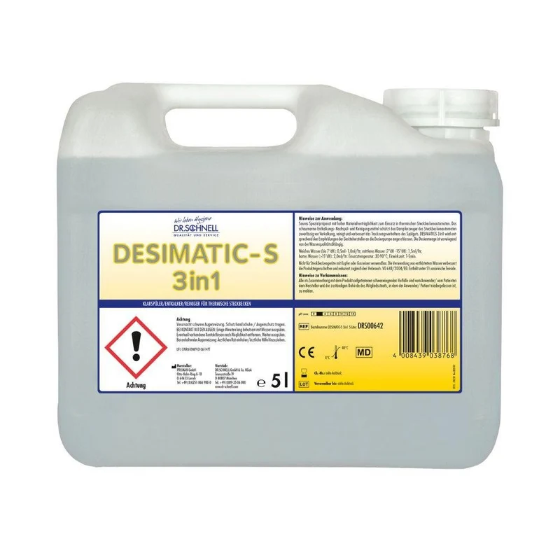 Dr. Schnell DESIMATIC-S 3in1 Brillantante, Detergente, Decalcificante per macchine automatiche | Tanica (5 l)
