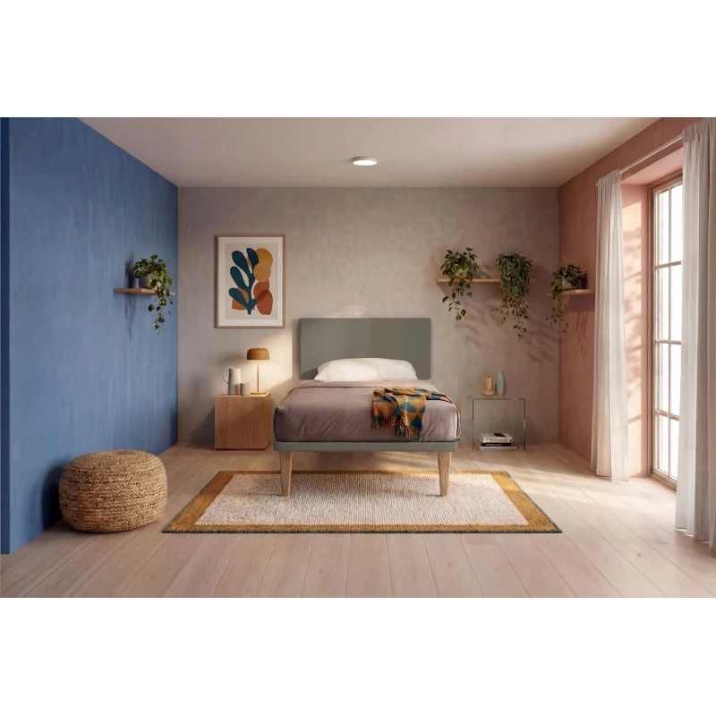 Letto imbottito Piazza e mezzo 120x200 cm Flat - Similpelle,Cappuccino,Con rete
