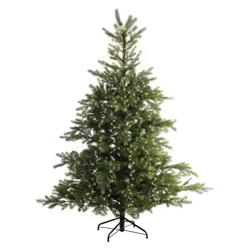 Luci LED per albero a fascio argento e bianco caldo da esterno 210 cm