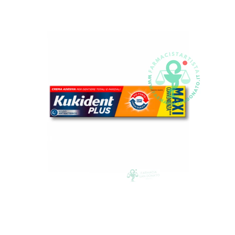 Kukident Plus Doppia Azione Crema Adesiva 57g. Per Dentiere Totali e Parziali