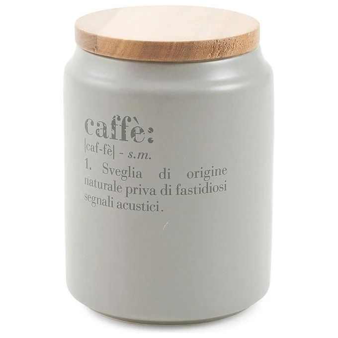 Villa d'Este Home Tivoli 5903141 Victionary Barattolo Caffe' in Gres Coperchio Bambu' Guarnizione Silicone 800 ml colore Grigio