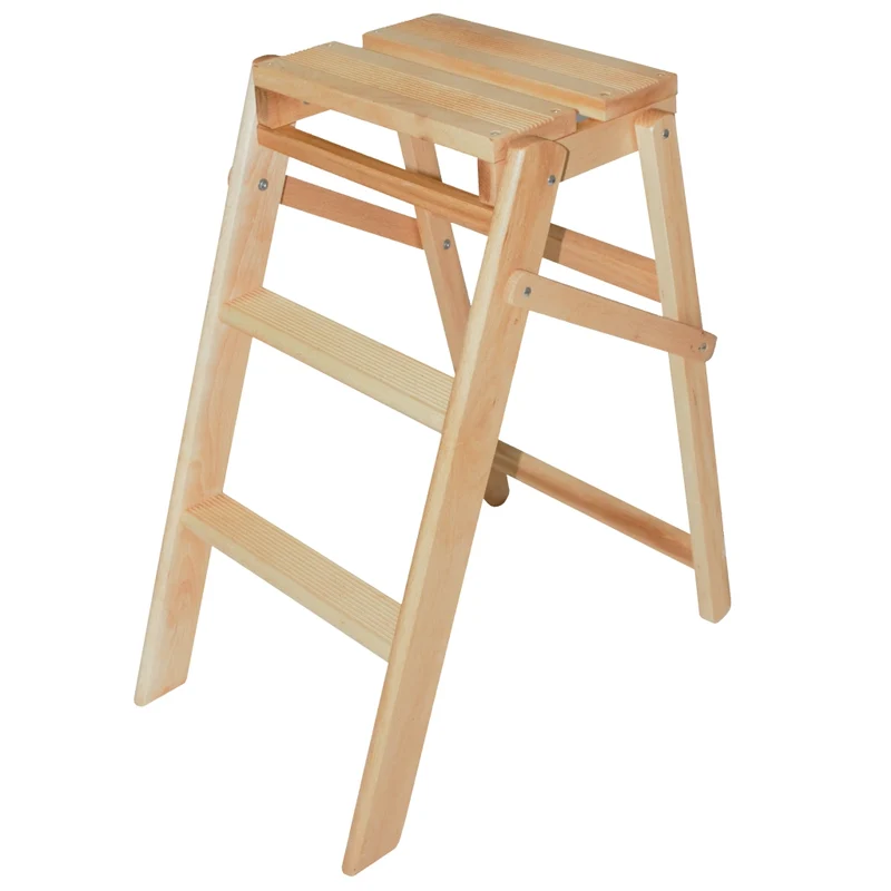 Sgabello Legno a 3 Gradini Pieghevole