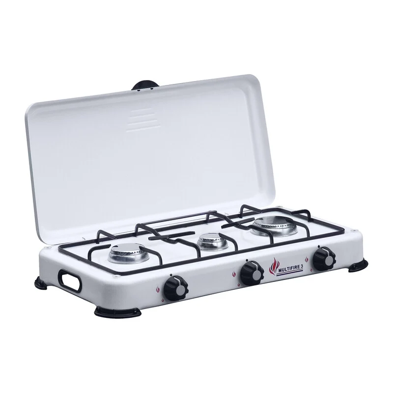 Fornello a Gas 3 Fuochi con Coperchio Camping Multifire 3