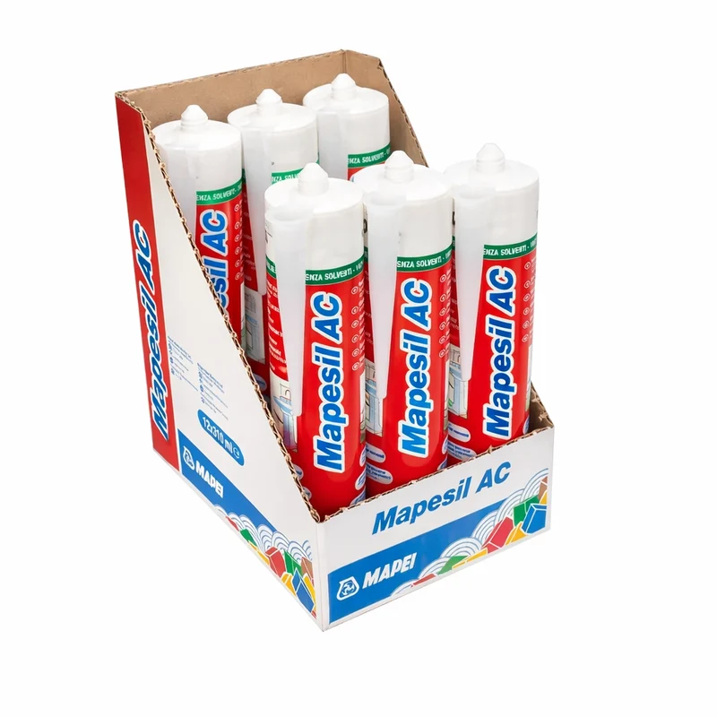 Mapei mapesil ac silicone acetico elastico resistente alla muffa 310 ml 6 pezzi *** colore- beige - 132, confezione 1