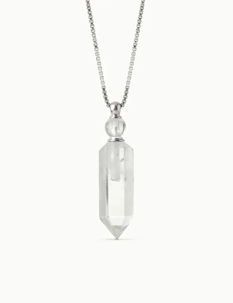 Collana per Aromaterapia in Quarzo Bianco lunga