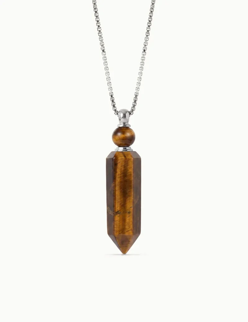 Collana per Aromaterapia in Occhio di Tigre lunga