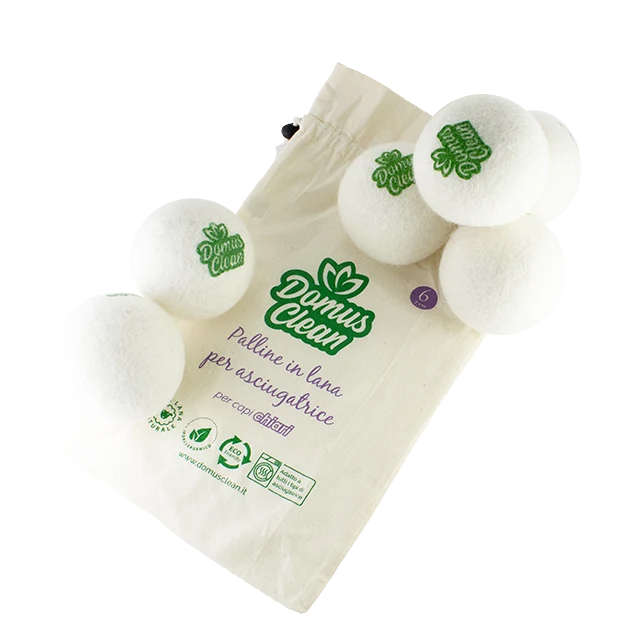Confezione da 6 Palline di feltro per asciugatrice 100% in lana organica naturale per capi chiari