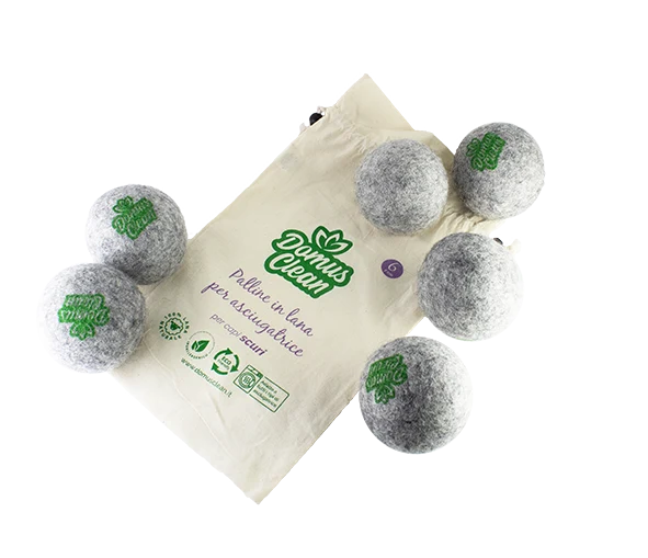 Confezione da 6 Palline di feltro per asciugatrice 100% in lana organica naturale per capi scuri