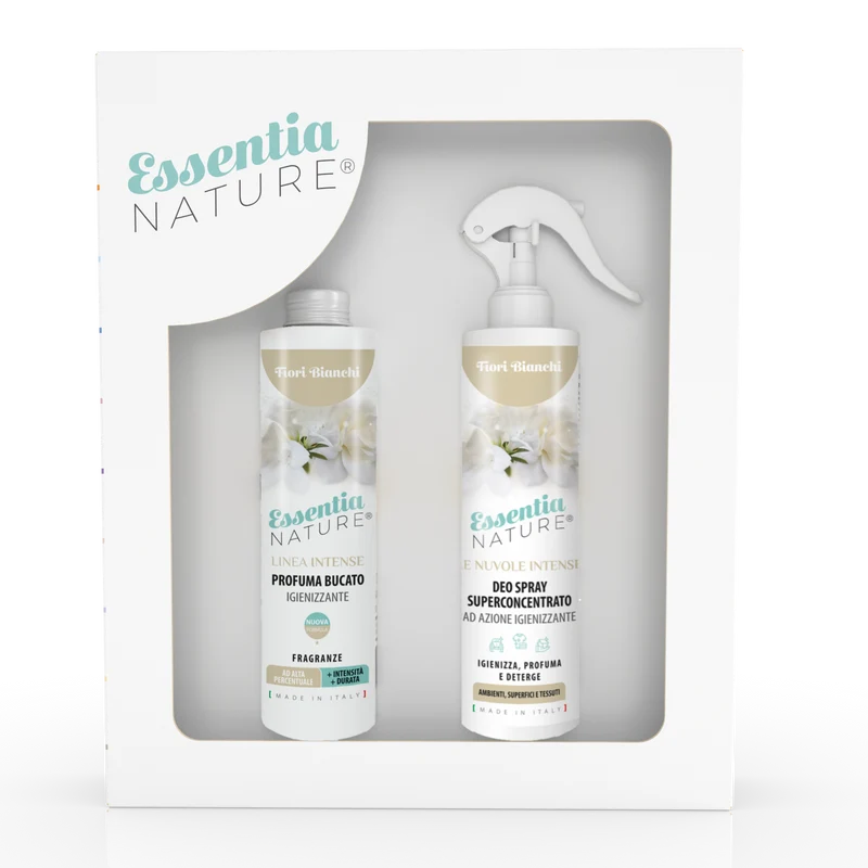 Gift Box Nuvole Spray Igienizzante profumato + Profumo Bucato 250 ml - Fiori Bianchi