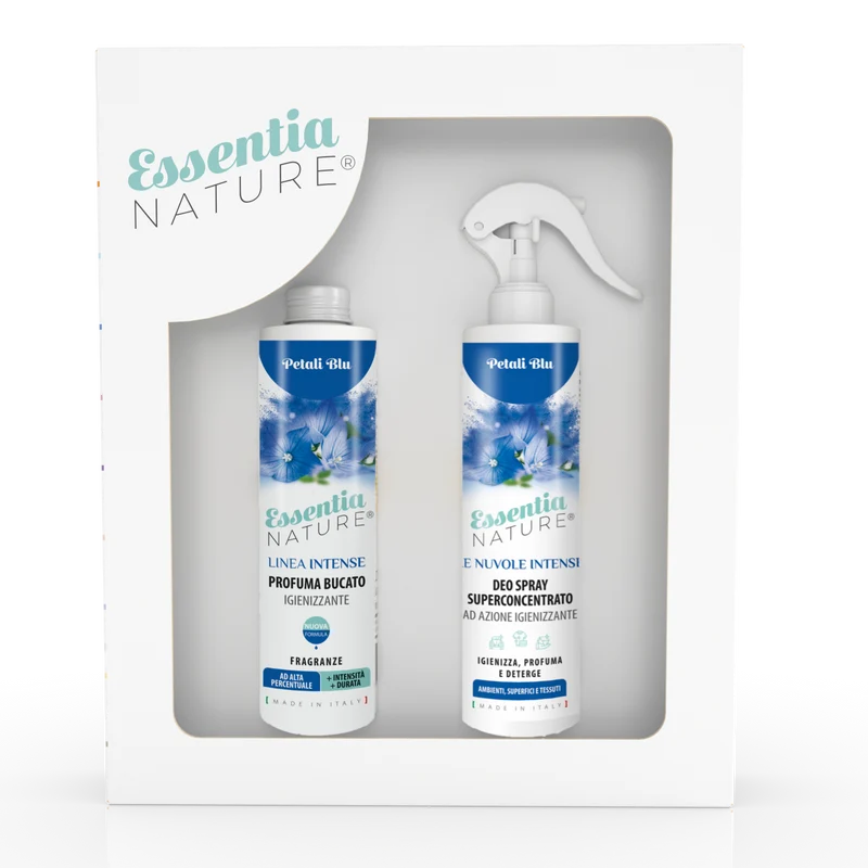 Gift Box Nuvole Spray Igienizzante profumato + Profumo Bucato 250 ml - Petali Blu