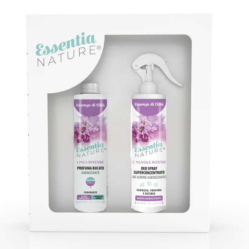 Gift Box Nuvole Spray Igienizzante profumato + Profumo Bucato 250 ml - Essenza di Lilla'