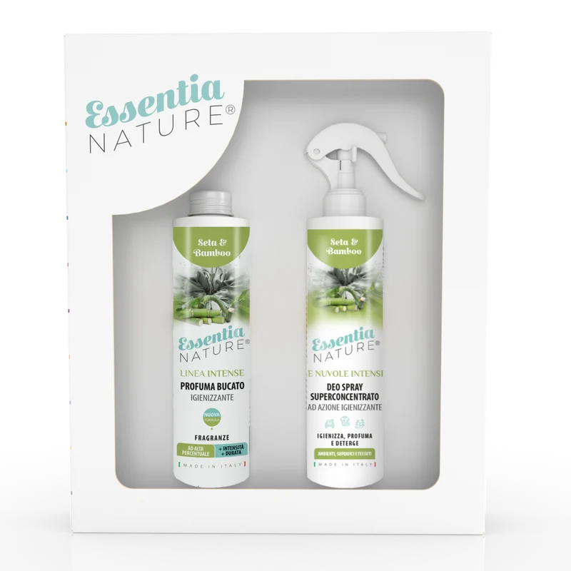 Gift Box Nuvole Spray Igienizzante profumato + Profumo Bucato 250 ml - Seta e Bamboo