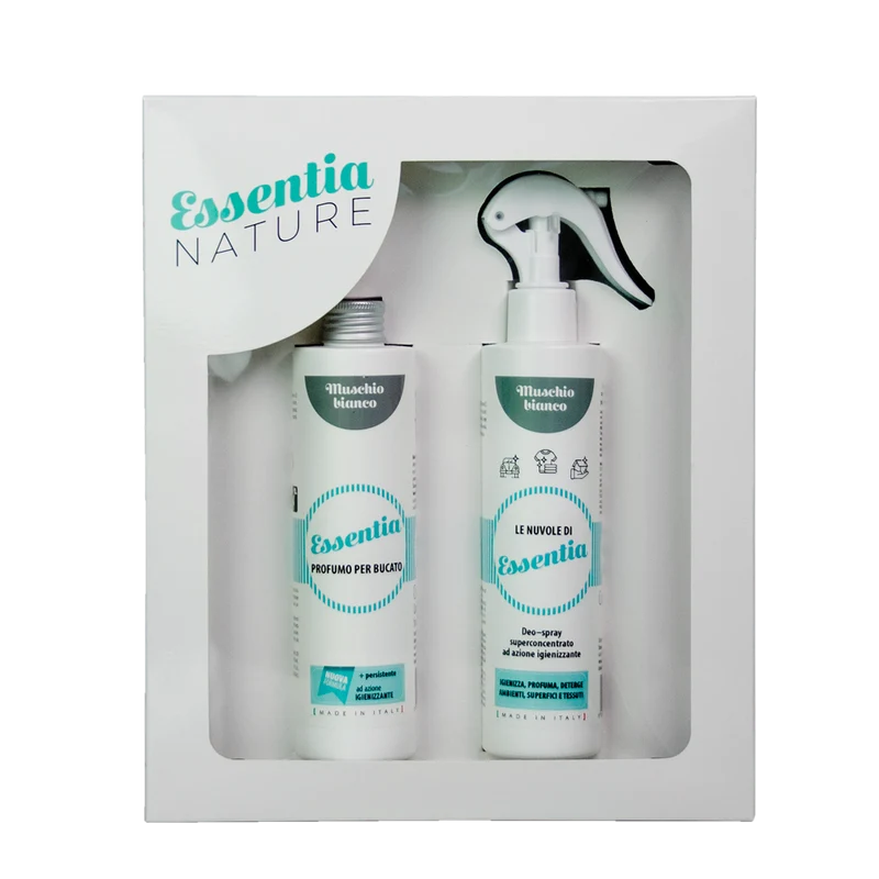 Gift Box Nuvole Spray Igienizzante profumato + Profumo Bucato 250 ml - Muschio Bianco