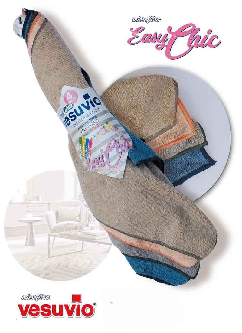 Panni Microfibra Multiuso - Vesuvio Easy Chic - Liscio - 40x40 - 4pz