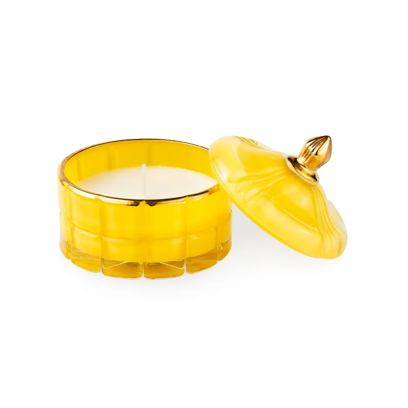 EMÒ ITALIA Tresors Candela Profumata in Scatola in Vetro Giallo 10cm