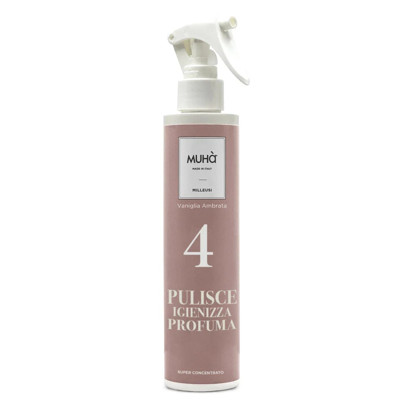 MUHA' Flacone Spray Detergente Milleusi 200ml Vaniglia Ambrata