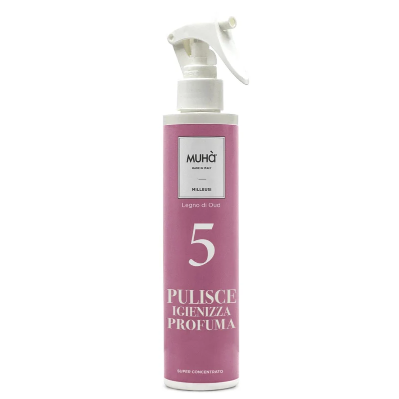 MUHA' Flacone Spray Detergente Milleusi 200ml Legno di Oud