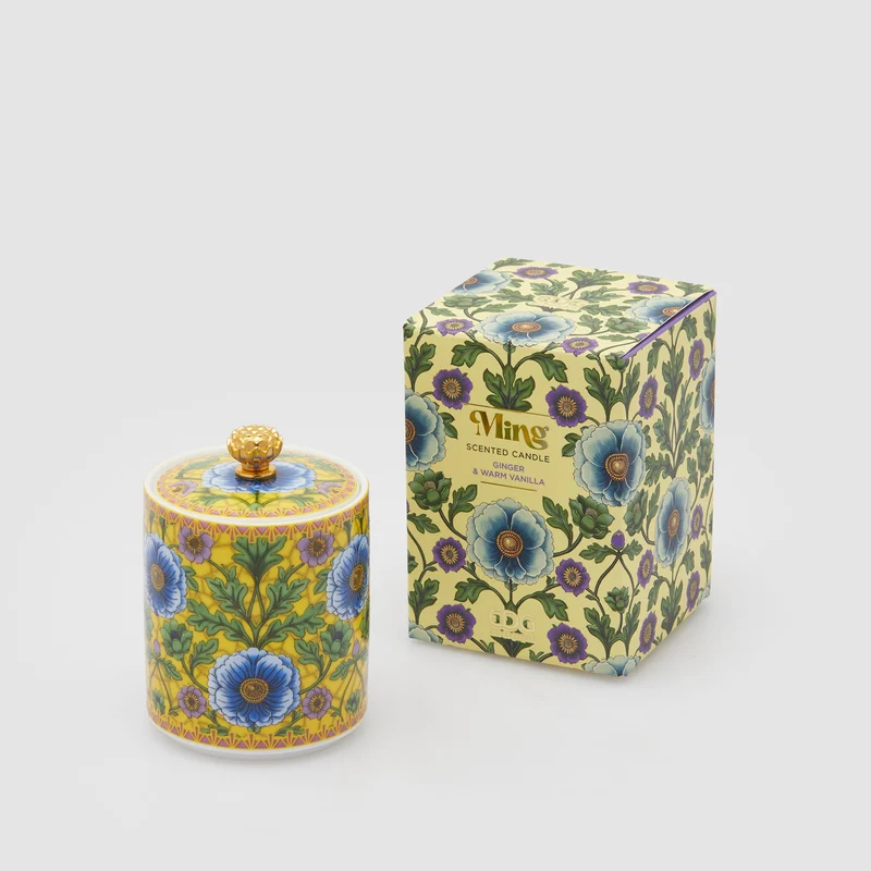 EDG Enzo De Gasperi Candela Profumata Ming 10x7cm Giallo in Ceramica Zenzero e Calda Vaniglia