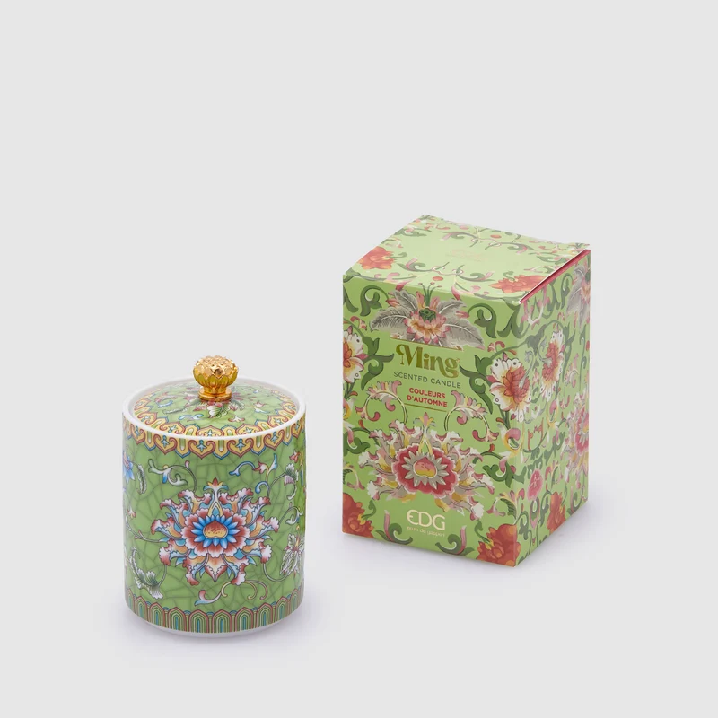 EDG Enzo De Gasperi Candela Profumata Ming 10x7cm Verde in Ceramica Colori d'Autunno