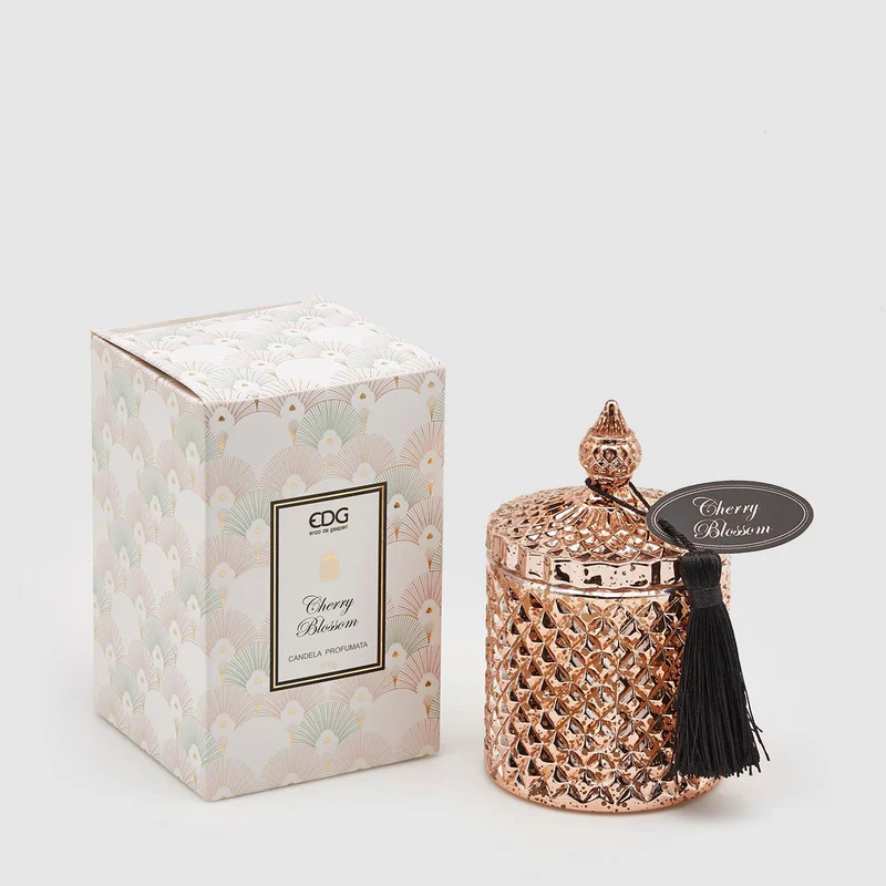 EDG Candela Profumata Cherry Blossom in Barattolo Vetro con Nappa 8xH14cm