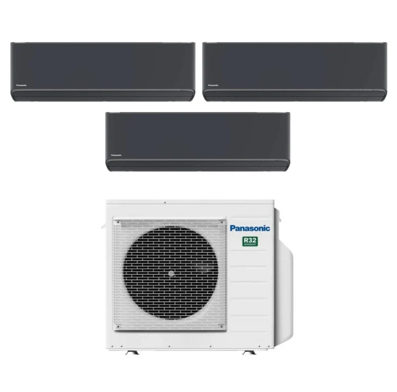 Condizionatore Climatizzatore Panasonic Trial Split Inverter Etherea Grigio Grafite R-32 12000+12000+12000 con CU-3Z68TBE Wi-Fi Integrato