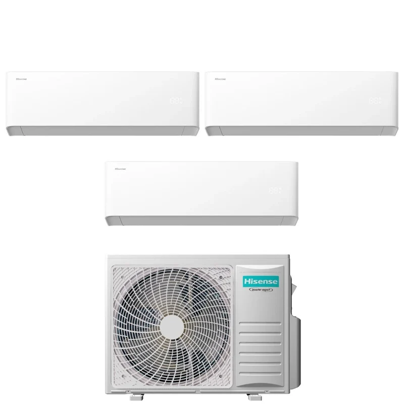 Condizionatore Climatizzatore Hisense Trial Split Inverter R-32 UNI HB 9000+9000+12000 BTU 3AMW52U4RJC WiFi Integrato 9+9+12