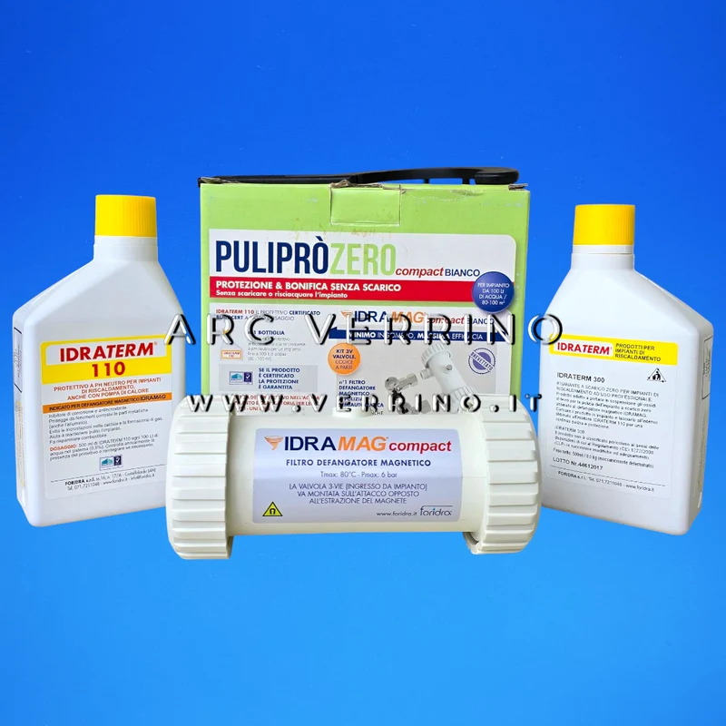 Kit di bonifica e protezione Foridra PULIPRO ZERO COMPACT per impianti termici a scarico zero | per impianti fino a 100 litri