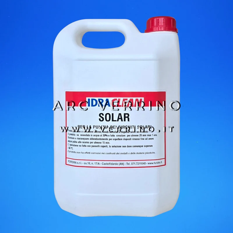 Detergente liquido professionale Foridra IDRACLEAN SOLAR per impianti solari termici | Tanica 5 Kg