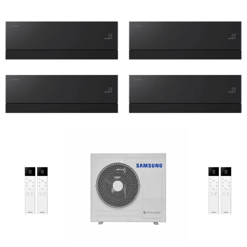 Condizionatore Climatizzatore Samsung Quadri Split Inverter Windfree Première+ Plus R-32 9000+9000+9000+9000 BTU Soapstone Charcoal Wi-Fi Integrato Con AJ080TXJ4KG/EU 9+9+9+9