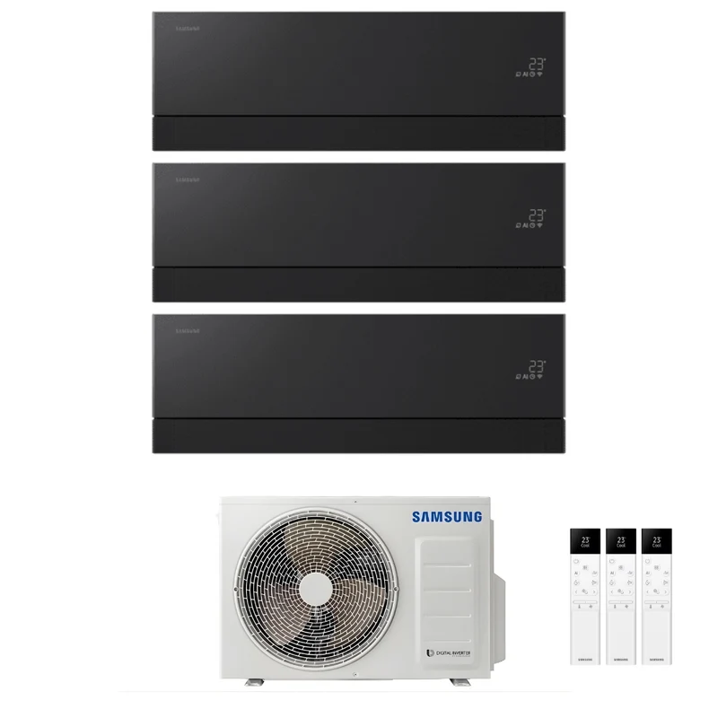Condizionatore Climatizzatore Samsung Trial Split Inverter Windfree Première R-32 7000+7000+7000 BTU Soapstone Charcoal Wi-Fi Integrato Con AJ052TXJ3KG/EU 7+7+7