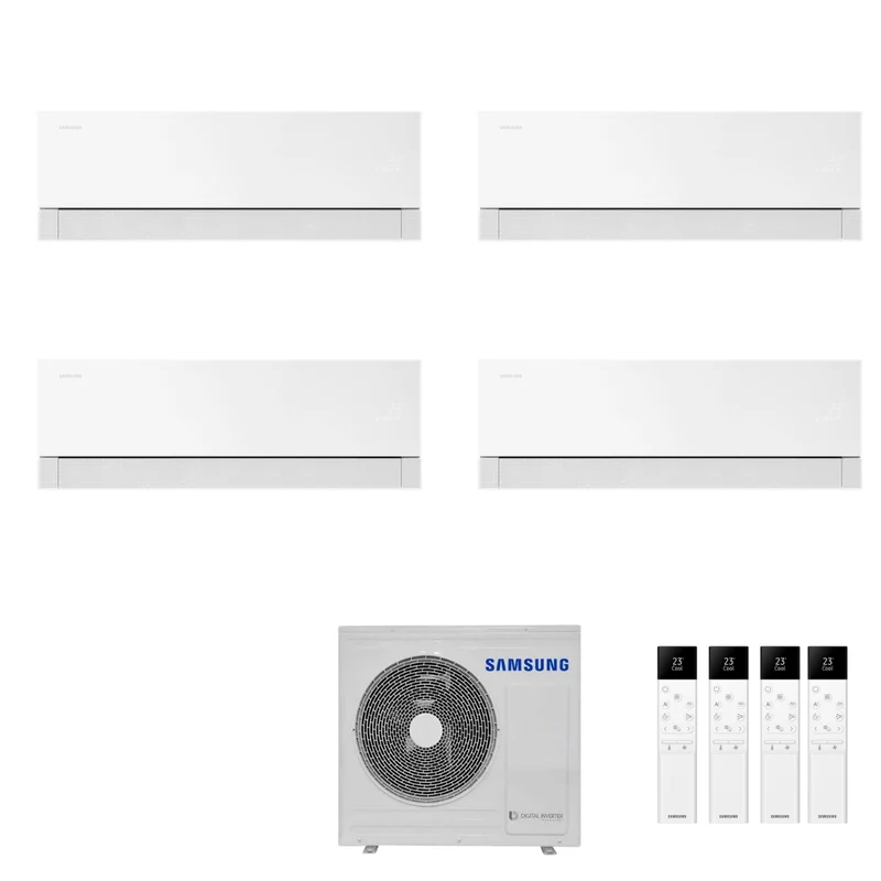 Condizionatore Climatizzatore Samsung Quadri Split Inverter Windfree Première R-32 9000+9000+9000+9000 BTU Essential White Wi-Fi Integrato Con AJ080TXJ4KG/EU 9+9+9+9