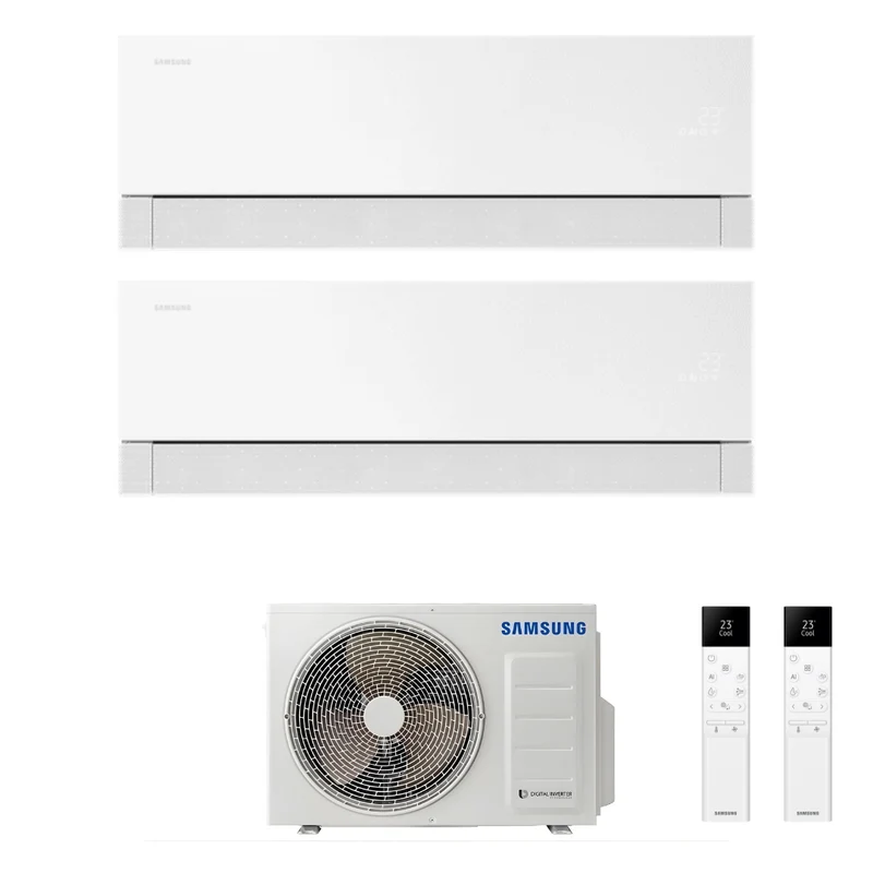 Condizionatore Climatizzatore Samsung Dual Split Inverter Windfree Première R-32 7000+18000 BTU Essential White Wi-Fi Integrato Con AJ050TXJ2KG/EU 7+18