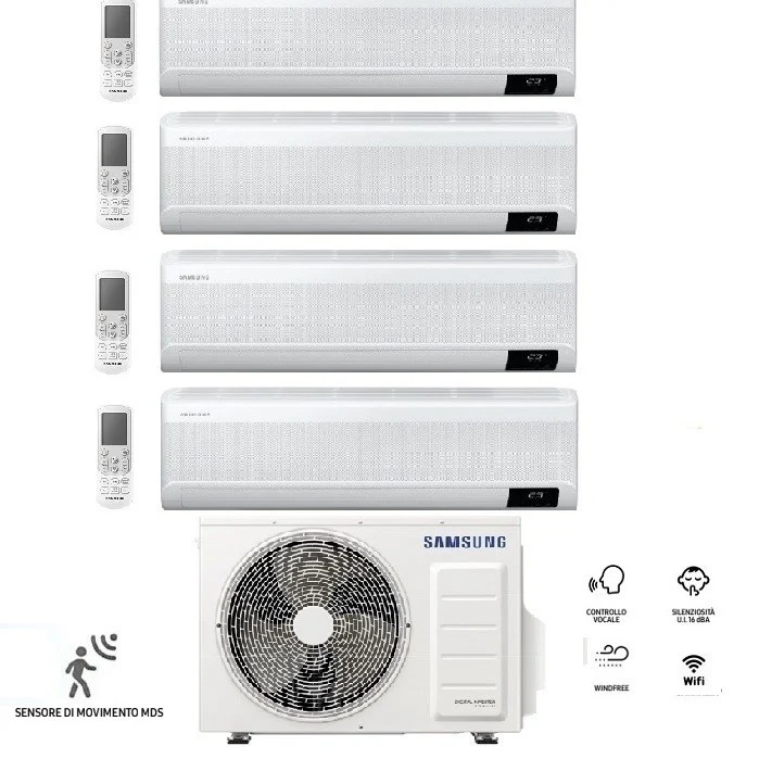 Condizionatore Climatizzatore Samsung Quadri Split Inverter Windfree Elite S2 R-32 Wi-Fi 7000+7000+9000+9000 BTU Con AJ080TXJ4KG/EU
