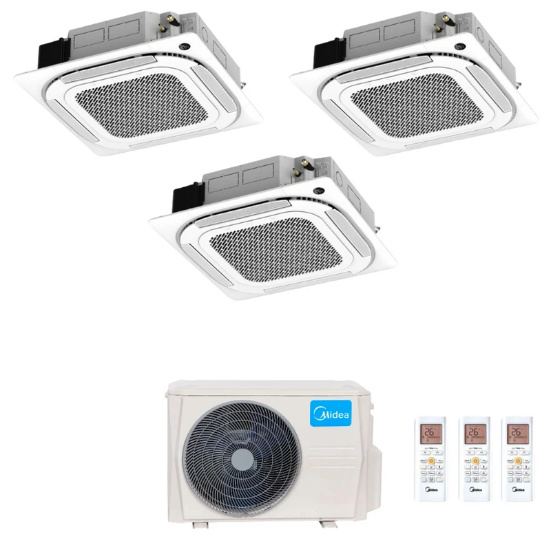 Condizionatore Climatizzatore Midea Cassetta 4 Vie Slim Trial Split R-32 12000+12000+12000 BTU Con M3OA-27HFN8-Q (Copia)