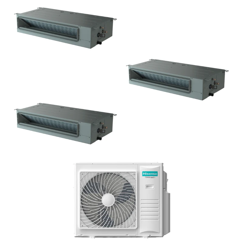 Condizionatore Climatizzatore Hisense Trial Split Inverter Canalizzato ADT 12000+12000+12000 Con 4AMW81U4RJC Wi-Fi Optional - Comando Incluso
