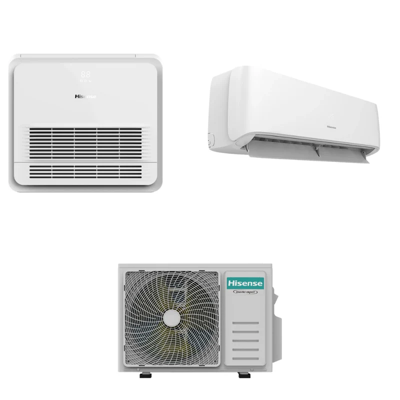 Condizionatore Climatizzatore Hisense Dual Split Inverter Console AKT26 + Hi-Comfort CF35 9000+12000 Con 2AMW52U4RXC - Comando Incluso