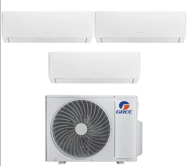 Condizionatore Climatizzatore Gree Trial Split Inverter R-32 Modello Pular 9000+9000+9000 BTU Wi-Fi Integrato Con GWHD(21)NK6OO