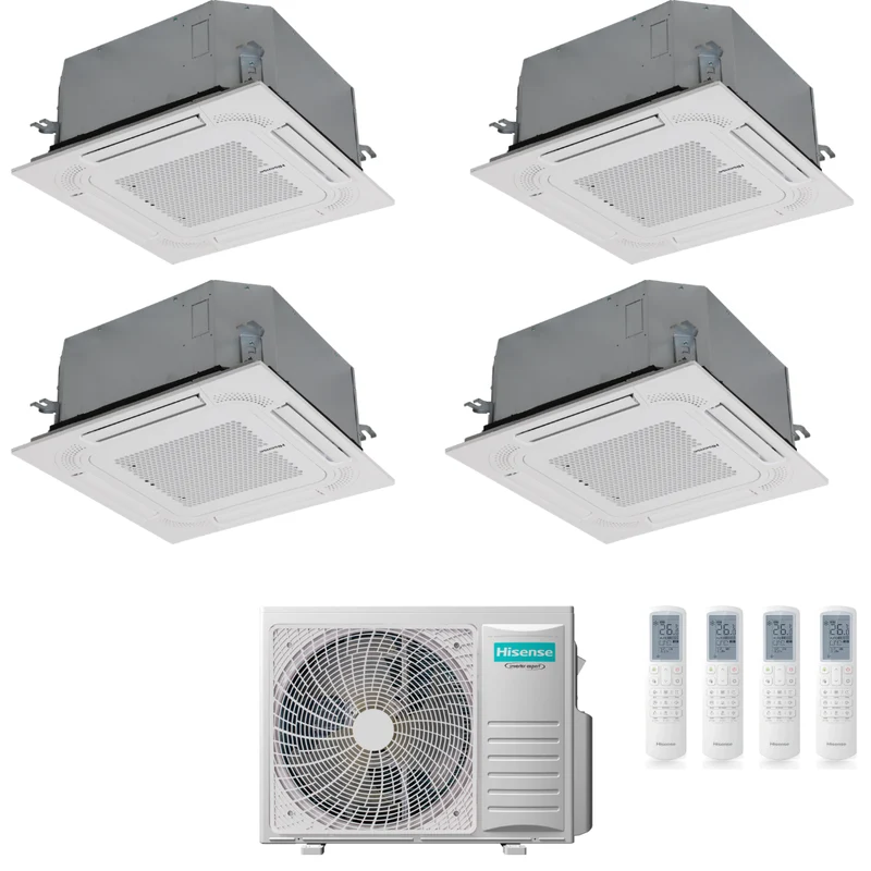 Condizionatore Climatizzatore Hisense Quadri Split Inverter a Cassetta 9000+9000+9000+12000 Con 4AMW81U4RJC Wi-Fi Optional - Comando Incluso
